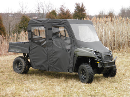 3 Star UTV Polaris Ranger Crew 570 Mid Size - 4 Passenger - Full Cab Enclosure with Vinyl Windshield - POLC57-FCE-BLK