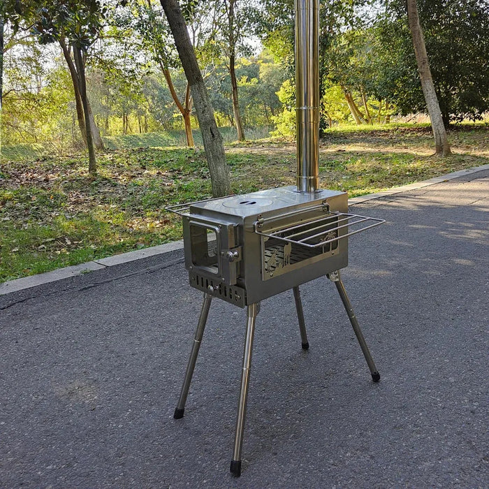 Portable Foldable Wood Burning Stove Heavy Duty Removable Camp Tent