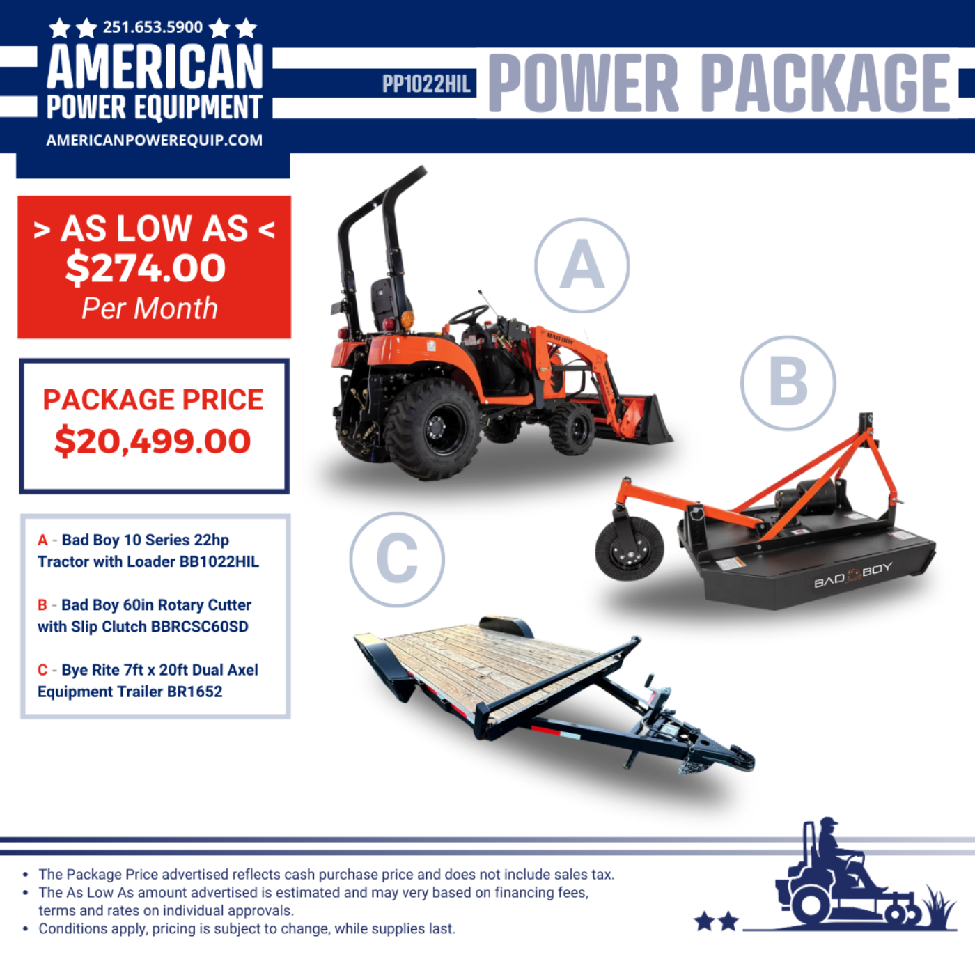 Bad Boy PP3026HILB 30 Series Tractor with Backhoe Power Package