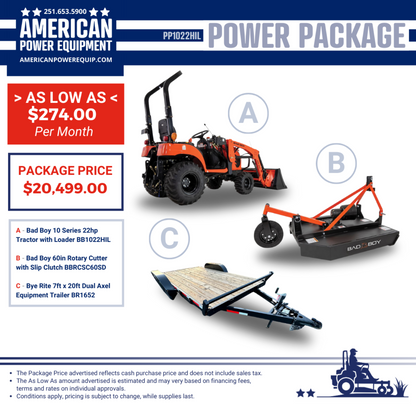 Bad Boy PP3026HILB 30 Series Tractor with Backhoe Power Package