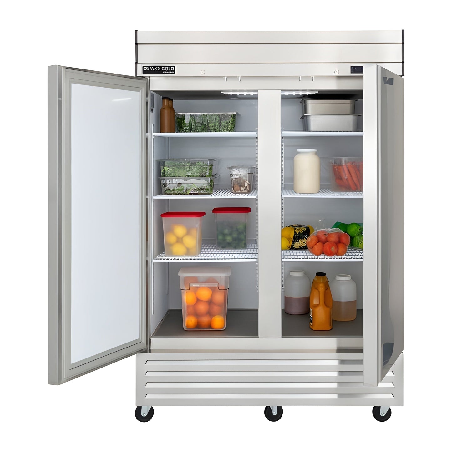 Maxx Cold V-Series 2 Door Reach-In Refrigerator, Bottom Mount, in Stainless Steel - - MVR-49FDHC