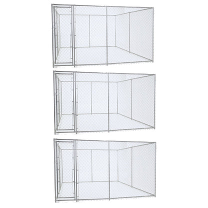 Lucky Dog 10' x 10' Heavy Duty Outdoor Chain Link Dog Kennel w/ Door (3 Pack) - 174144