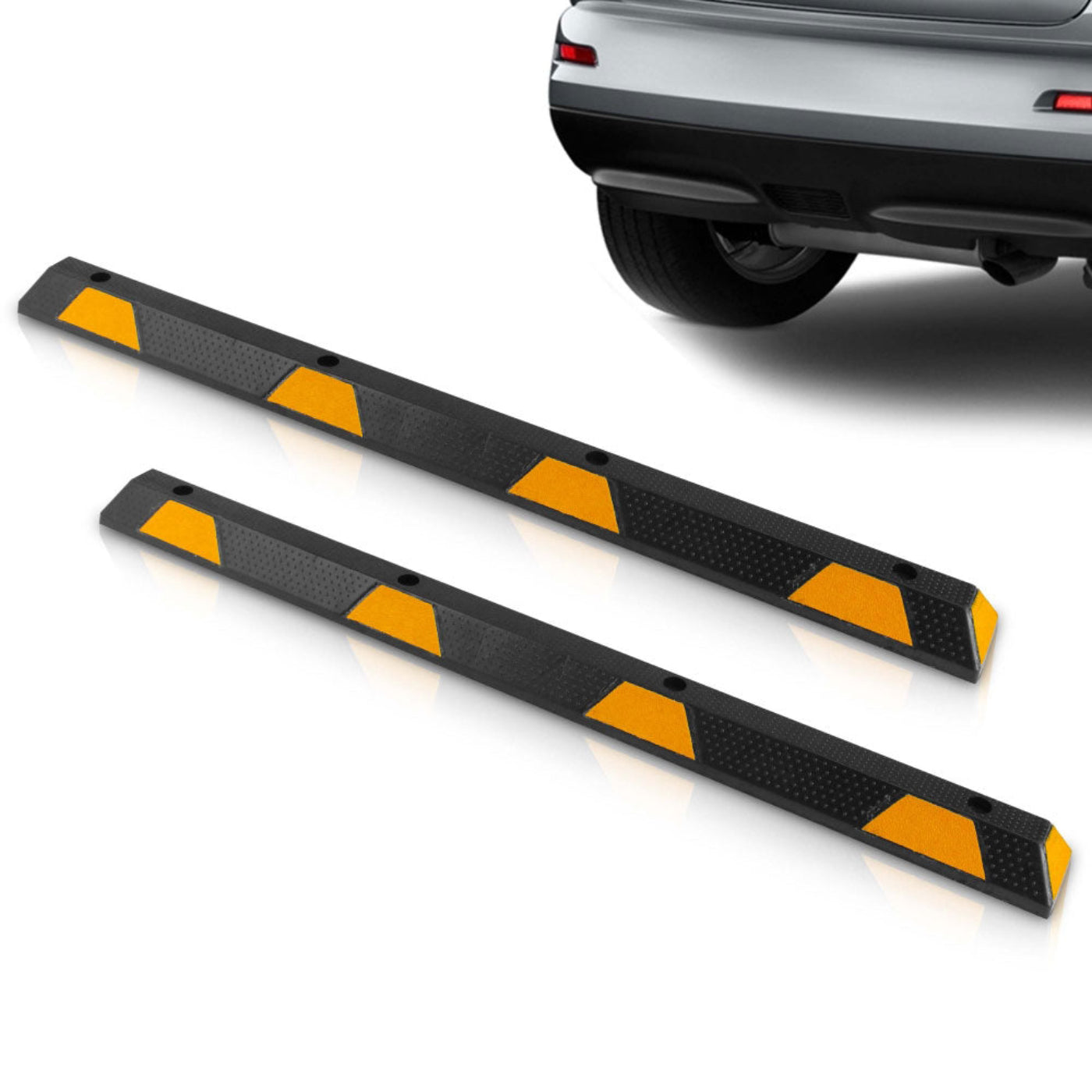 Pyle PCRSTP14 72" Car/Truck Vehicle Driveway Parking Wheel Stop Block (8 Pack) - 221475