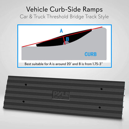 Pyle PCRBDR23 Car/Truck Curbside Driveway Ramp Threshold Bridge Track (6 Pack) - 218445