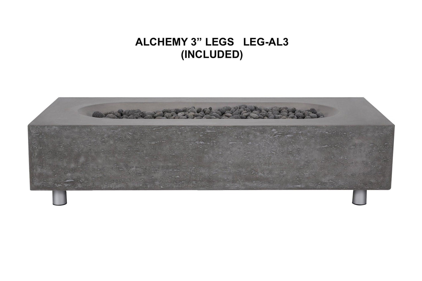 PyroMania Fire - Alchemy Rectangle Concrete Fire Pit Table - AL-CH-LP