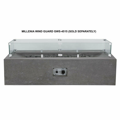 PyroMania Fire - Millenia Rectangle Concrete Fire Pit Table - MI-CH-LP