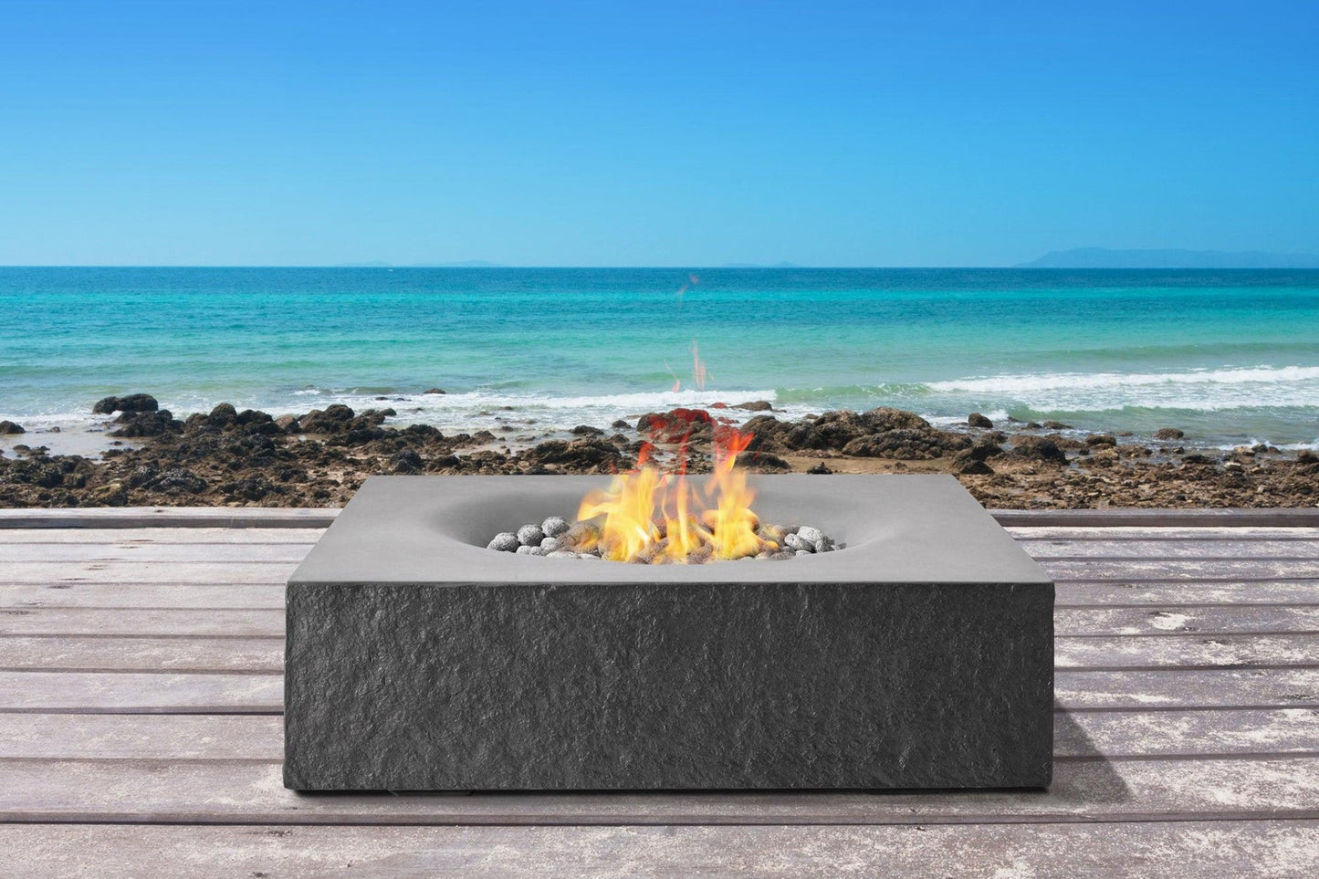 PyroMania Fire - Monument Square Concrete Fire Pit Table - MN-CH-LP