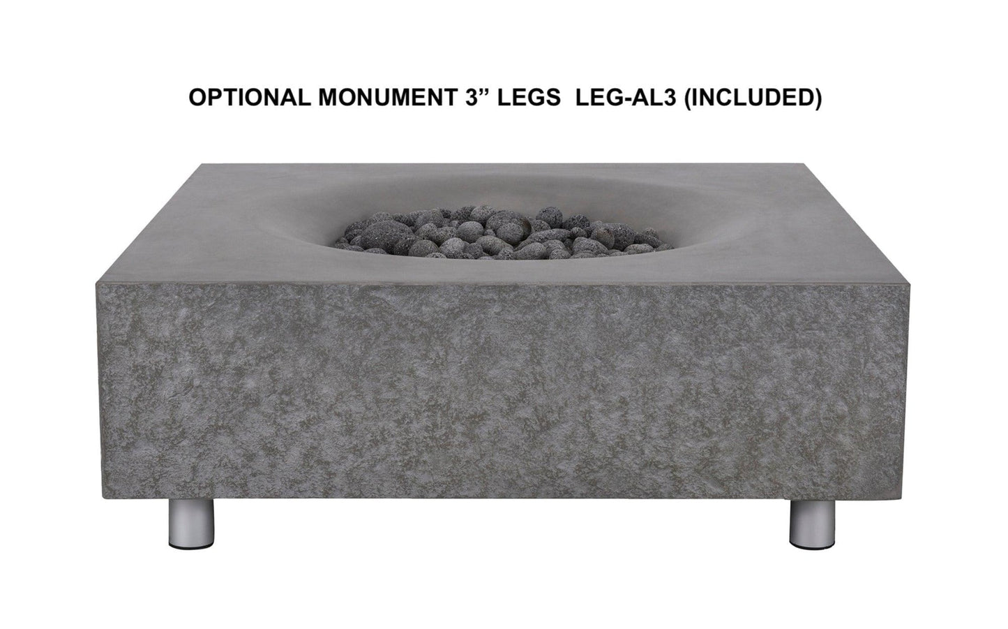 PyroMania Fire - Monument Square Concrete Fire Pit Table - MN-CH-LP