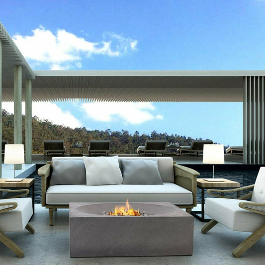 PyroMania Fire - Paloma Square Concrete Fire Pit Table - PA-CH-LP