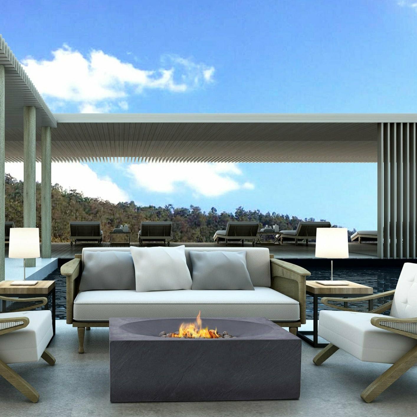 PyroMania Fire - Paloma Square Concrete Fire Pit Table - PA-CH-LP