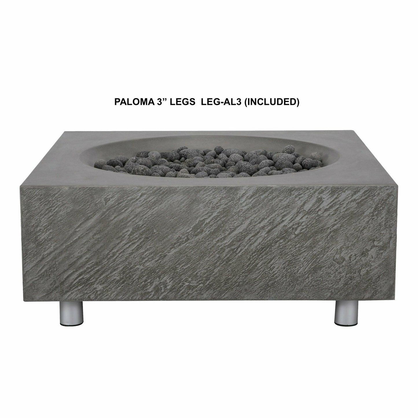 PyroMania Fire - Paloma Square Concrete Fire Pit Table - PA-CH-LP