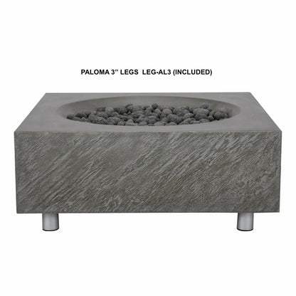 PyroMania Fire - Paloma Square Concrete Fire Pit Table - PA-CH-LP