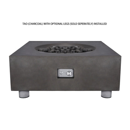 PyroMania Fire - Tao Square Concrete Fire Pit Table - TA-CH-LP