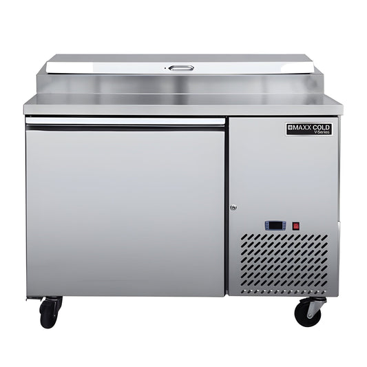 Maxx Cold V-Series 1 Door Refrigerated Pizza Prep Table, in Stainless Steel - MVPP50HC