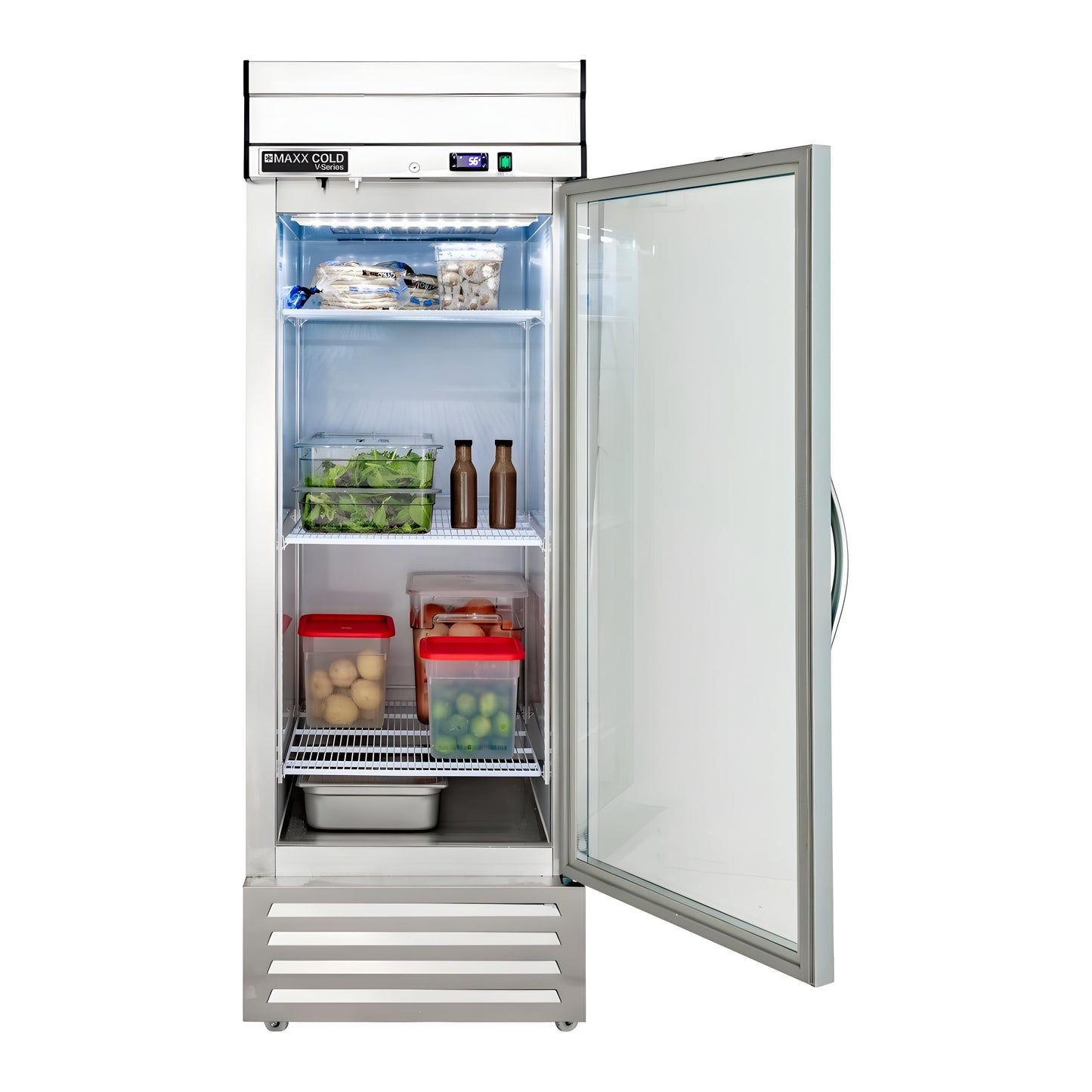 Maxx Cold V-Series 1 Door Reach-In Refrigerator, Bottom Mount, in Stainless Steel - MVR-23FDHC