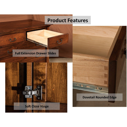 QW Amish Artesa 9 Drawer Dresser with Optional Beveled Mirror - 105R-JRA-057