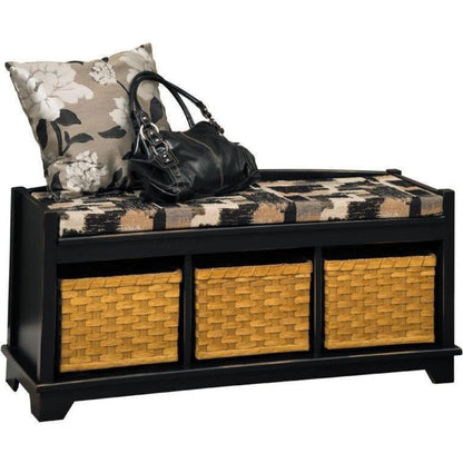 QW Amish Lattice Weave Bench with Cushion - 105J-1LWB-C-BSKTS