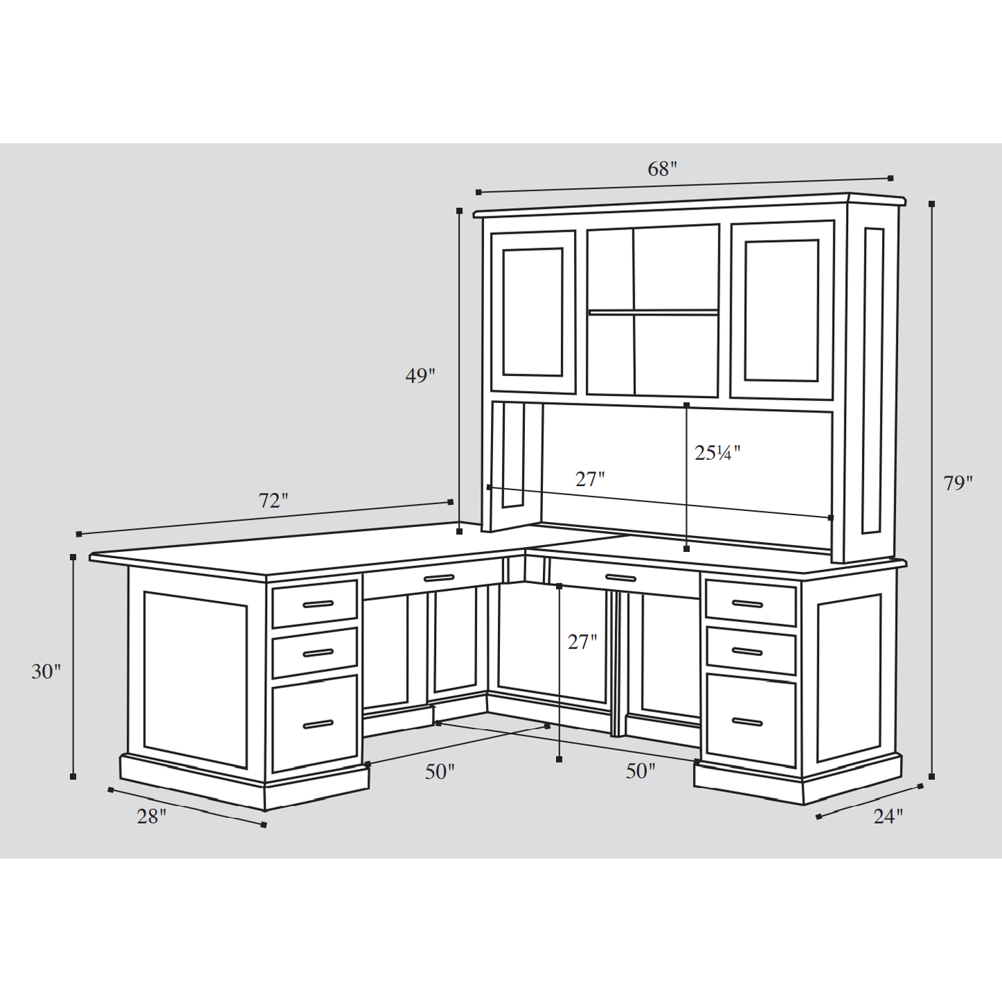 QW Amish Modern L-Shape Desk with Optional Hutch - 162T-UELD