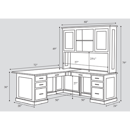 QW Amish Modern L-Shape Desk with Optional Hutch - 162T-UELD
