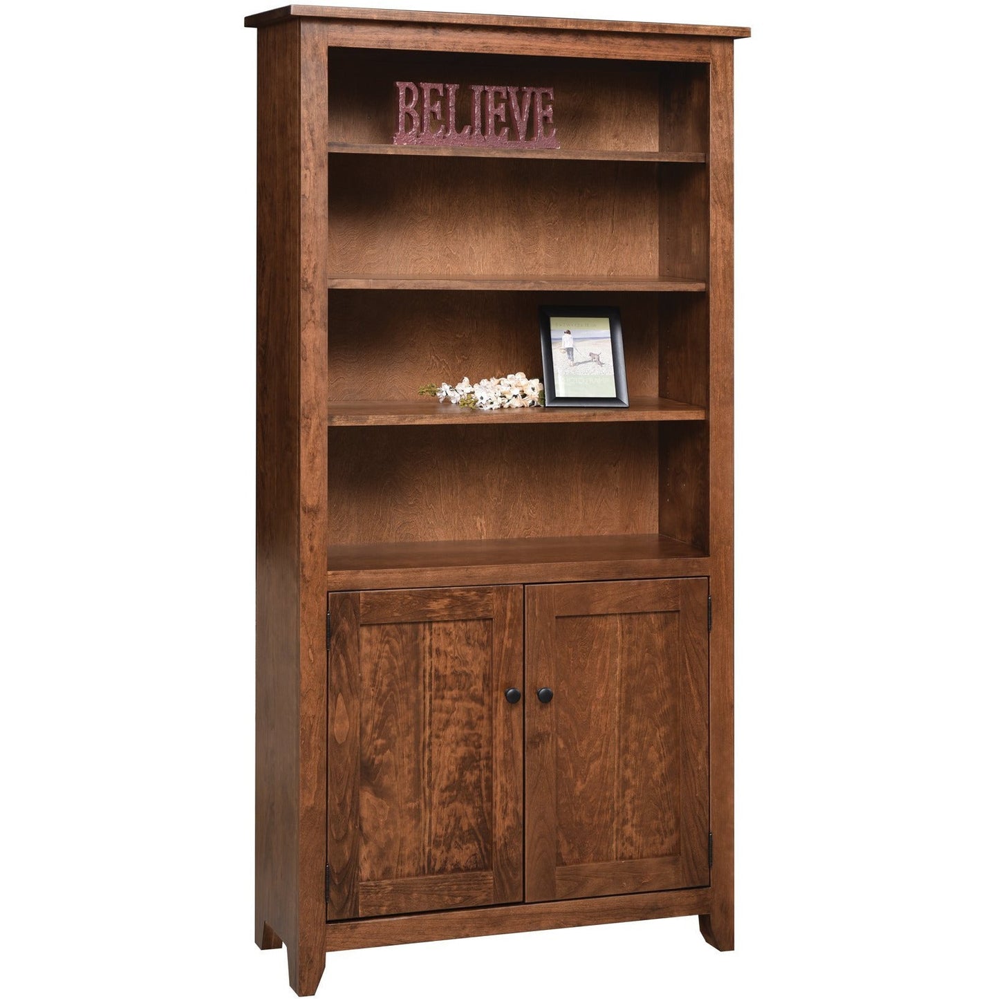 QW Amish Modern Mission Bookcase with Doors 36"x72" - 184O-MM-3672-D