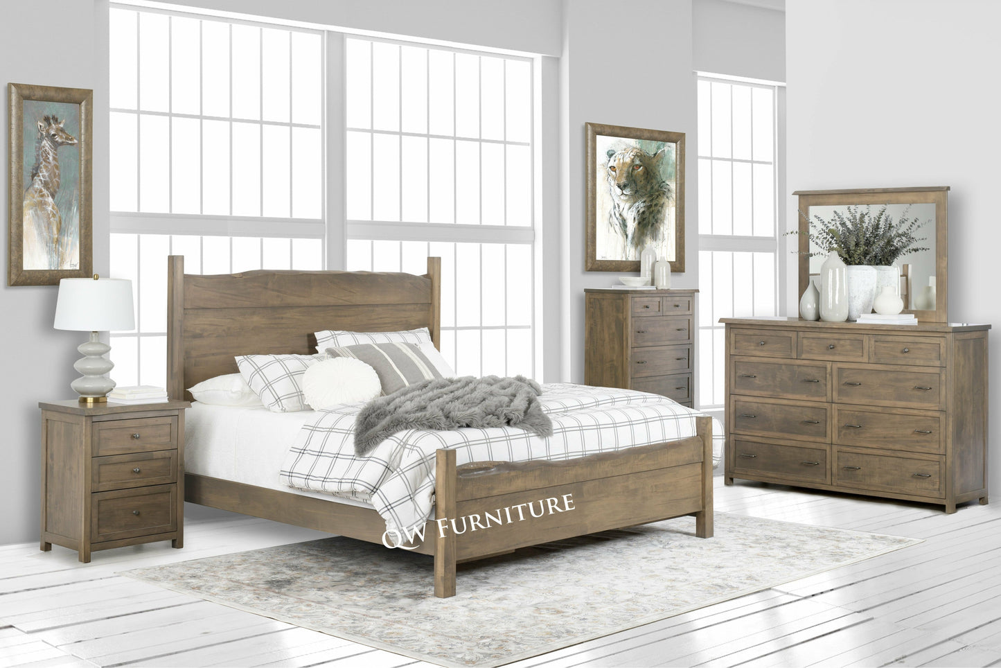 QW Amish Tuscany Live Edge 5pc Set - 857W-TUSCANY-5PC-QN