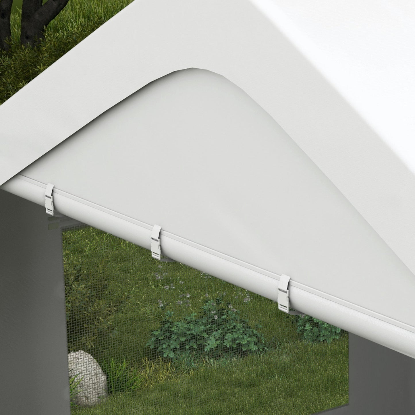 10' x 20' Heavy Duty Portable Garage with 4 Mesh Windows & 2 Doors, White - 84C-523V00WT