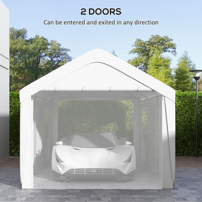 10' x 20' Heavy Duty Portable Garage with 4 Mesh Windows & 2 Doors, White - 84C-523V00WT