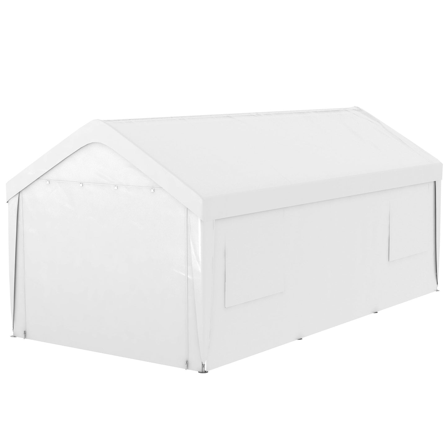 10' x 20' Heavy Duty Portable Garage with 4 Mesh Windows & 2 Doors, White - 84C-523V00WT