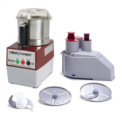 Robot Coupe R2U Combination Continuous Feed Food Processor with 3 Qt. Stainless Steel Bowl - RCR2NULTRA