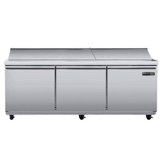 Maxx Cold V-Series 3 Door Refrigerated Sandwich and Salad Prep Station, in Stainless Steel - MVR72SHC