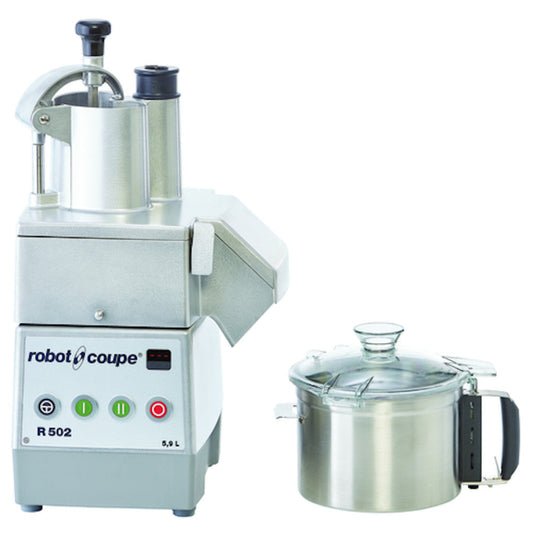 Robot Coupe R502 Combination Continuous Feed Food Processor with 5.5 Qt. Stainless Steel Bowl - RCR502