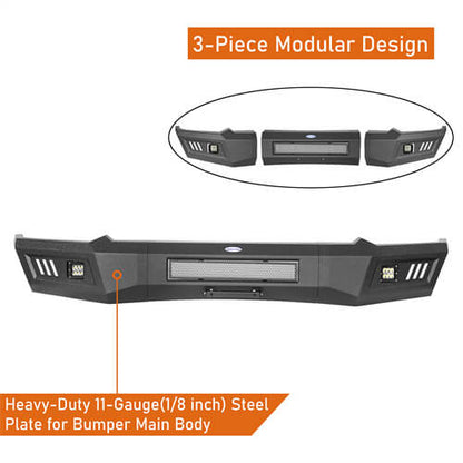 2019-2024 Ram 1500 Aftermarket Front Full-Width Bumper w/LED Lights (Excluding EcoDiesel & Rebel & TRX & Classic Models) - Hooke Road