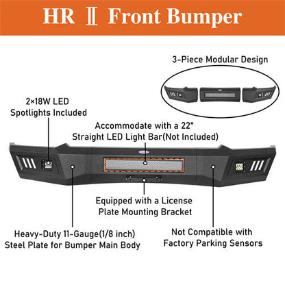 2019-2024 Ram 1500 Aftermarket Front Full-Width Bumper w/LED Lights (Excluding EcoDiesel & Rebel & TRX & Classic Models) - Hooke Road