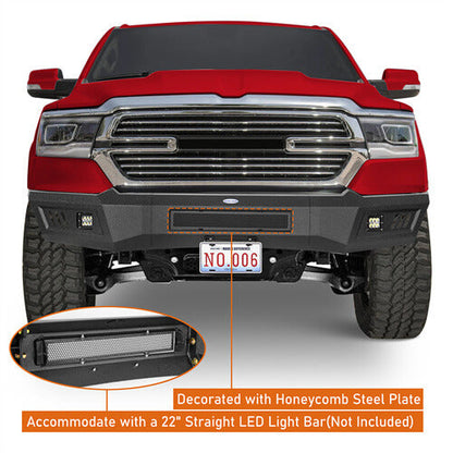 2019-2024 Ram 1500 Aftermarket Front Full-Width Bumper w/LED Lights (Excluding EcoDiesel & Rebel & TRX & Classic Models) - Hooke Road