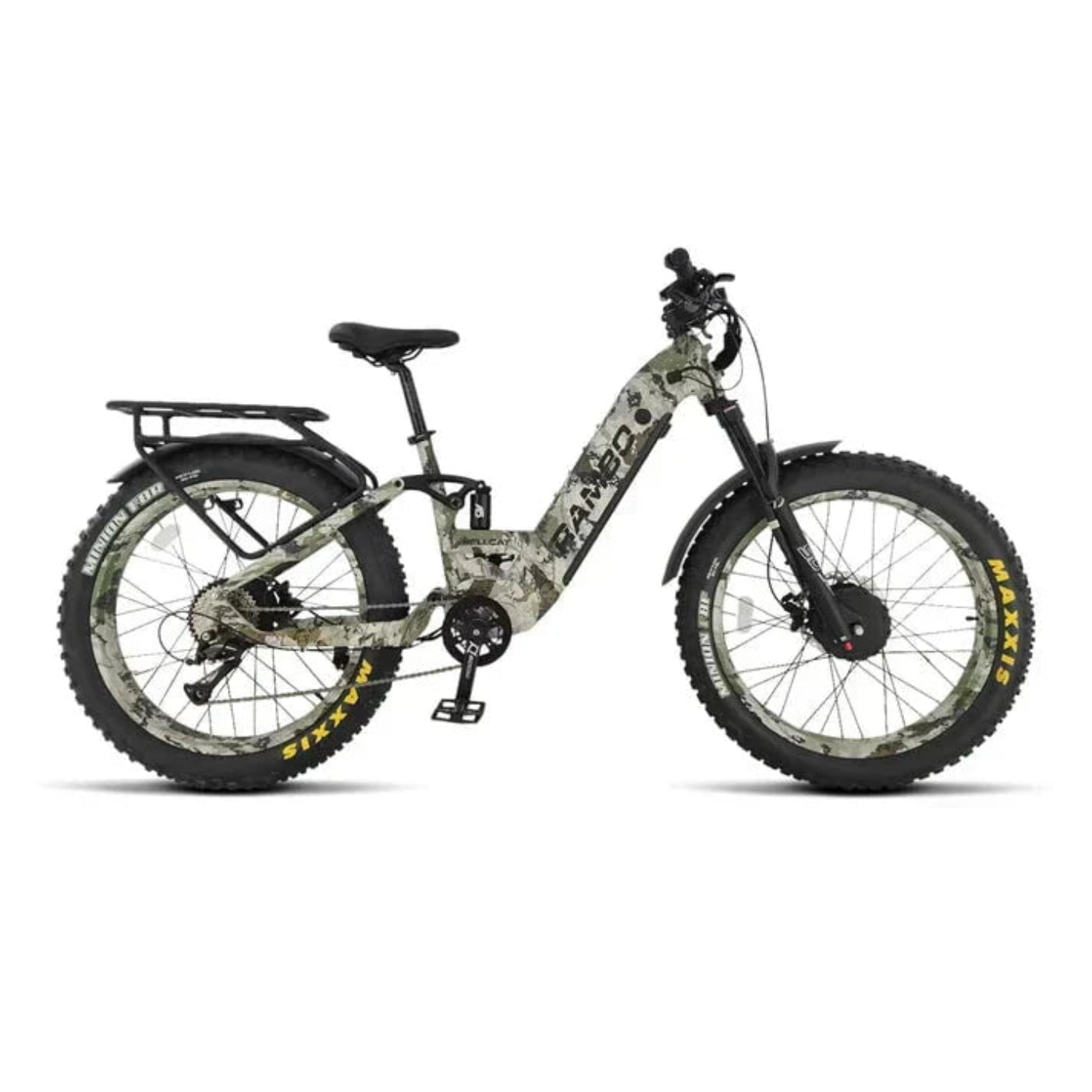 Rambo Hellcat FS All-Wheel Drive Fat Tire Electric Bike - 48V 20Ah dual 1000W hub motors, built-in cargo rack