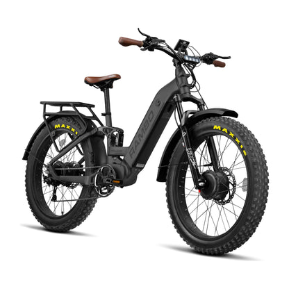 Rambo Hellcat FS All-Wheel Drive Fat Tire Electric Bike - 48V 20Ah dual 1000W hub motors, built-in cargo rack