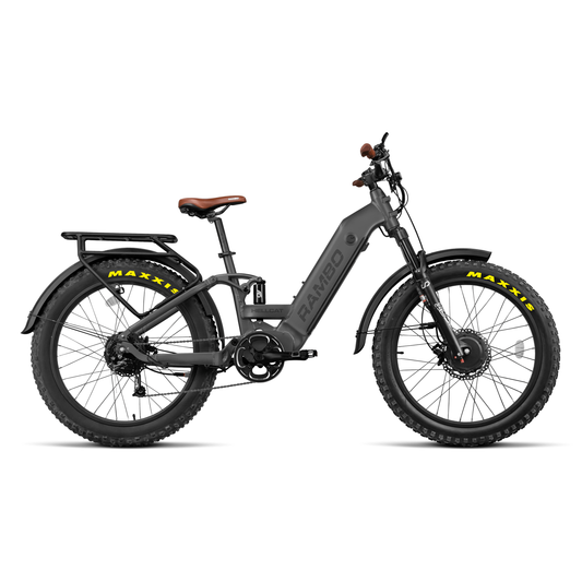 Rambo Hellcat FS All-Wheel Drive Fat Tire Electric Bike - 48V 20Ah dual 1000W hub motors, built-in cargo rack