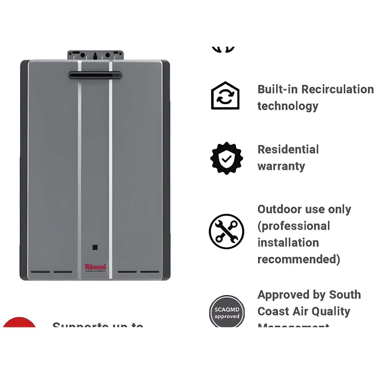 Rinnai SE+ 9 GPM Outdoor Condensing Tankless Water Heater with Smart-Circ- LP