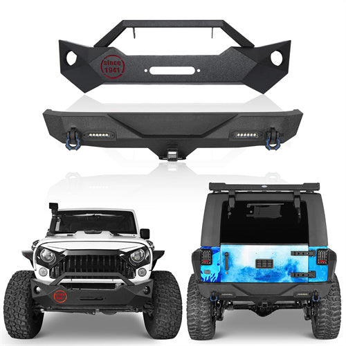 Hooke Road Rock Crawler Stubby Front Bumper & Different Trail Rear Bumper Combo(07-18 Jeep Wrangler JK JKU)
