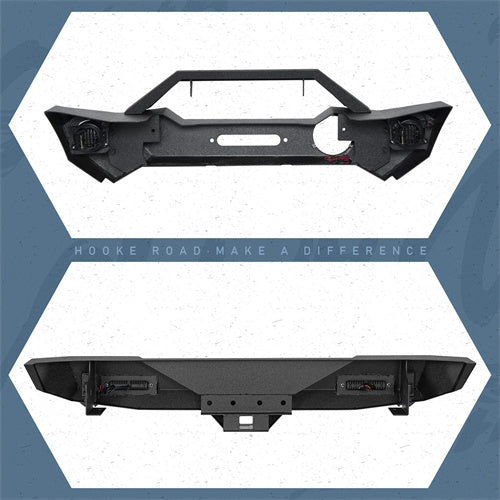 Hooke Road Rock Crawler Stubby Front Bumper & Different Trail Rear Bumper Combo(07-18 Jeep Wrangler JK JKU)