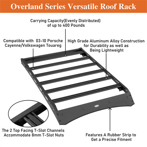 Roof Rack Rooftop Cargo Carrier (03-10 Porsche Cayenne GTS / Turbo / Turbo S Models w/ Factory Roof Rails) - Hooke Road