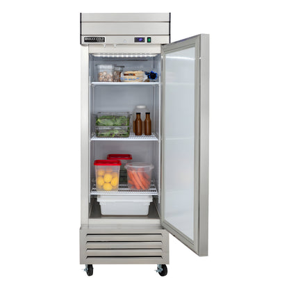 Maxx Cold V-Series 1 Door Reach-In Refrigerator, Bottom Mount, in Stainless Steel - MVR-23FDHC