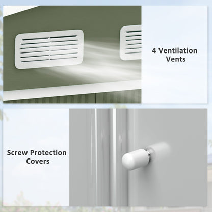 Outsunny EverBase 9' x 6' Outdoor Storage Shed with Foundation Kit, Double Lockable Door & Air Vents, Green - 845-031YG