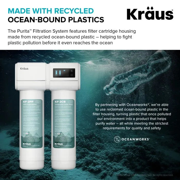 KRAUS Bolden 2-in-1 Pull-Down Single Handle Water Filter Kitchen Faucet in Matte Black with Purita 2-Stage Under-Sink Filtration System - FS-1001-KFF-1610MB