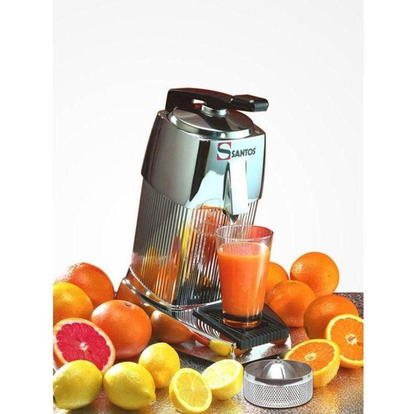 Santos 10C Automatic Chrome Citrus Juicer with Lever - SANTOS_JUICER_10C
