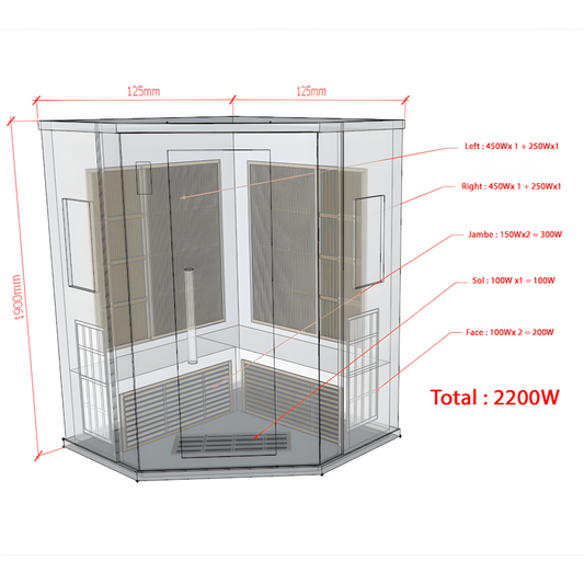Sauna Hammam NORDICA CARBONE IR23 INFRARED SAUNA (2 TO 3 PLACES) - 125X125 - MK51562140