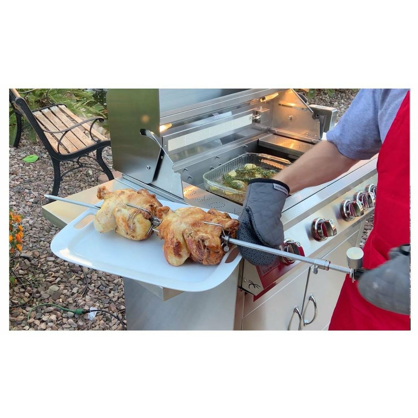 KOKOMO Professional 4 Burner 32 Inch Cart Model BBQ Grill With Lights & Locking Casters - KO-BAK4BG-PRO+KO-BAK4BG-C