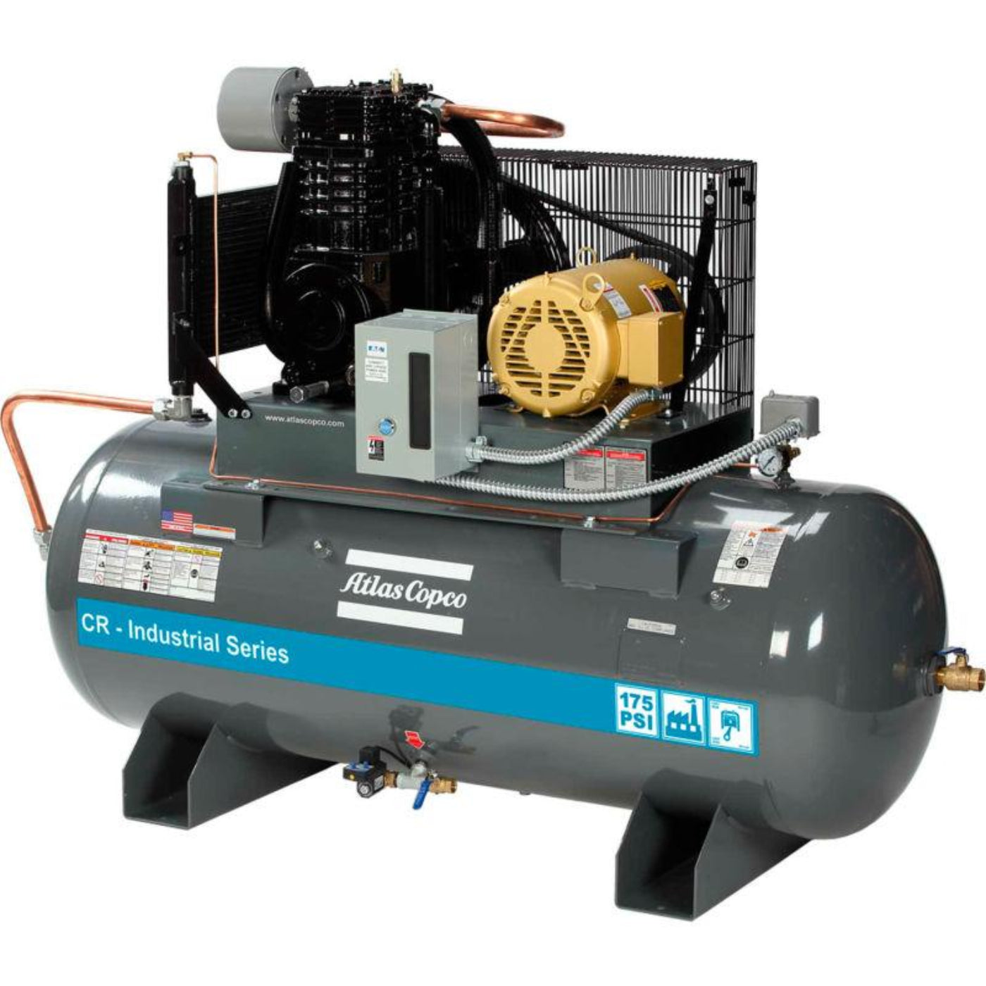 Atlas Copco 15HP, 51 CFM, 120 Gallon CR Professional Series TEFC/NEMA4 Cast Iron Piston Air Compressor 230V 3PH - 2020041878