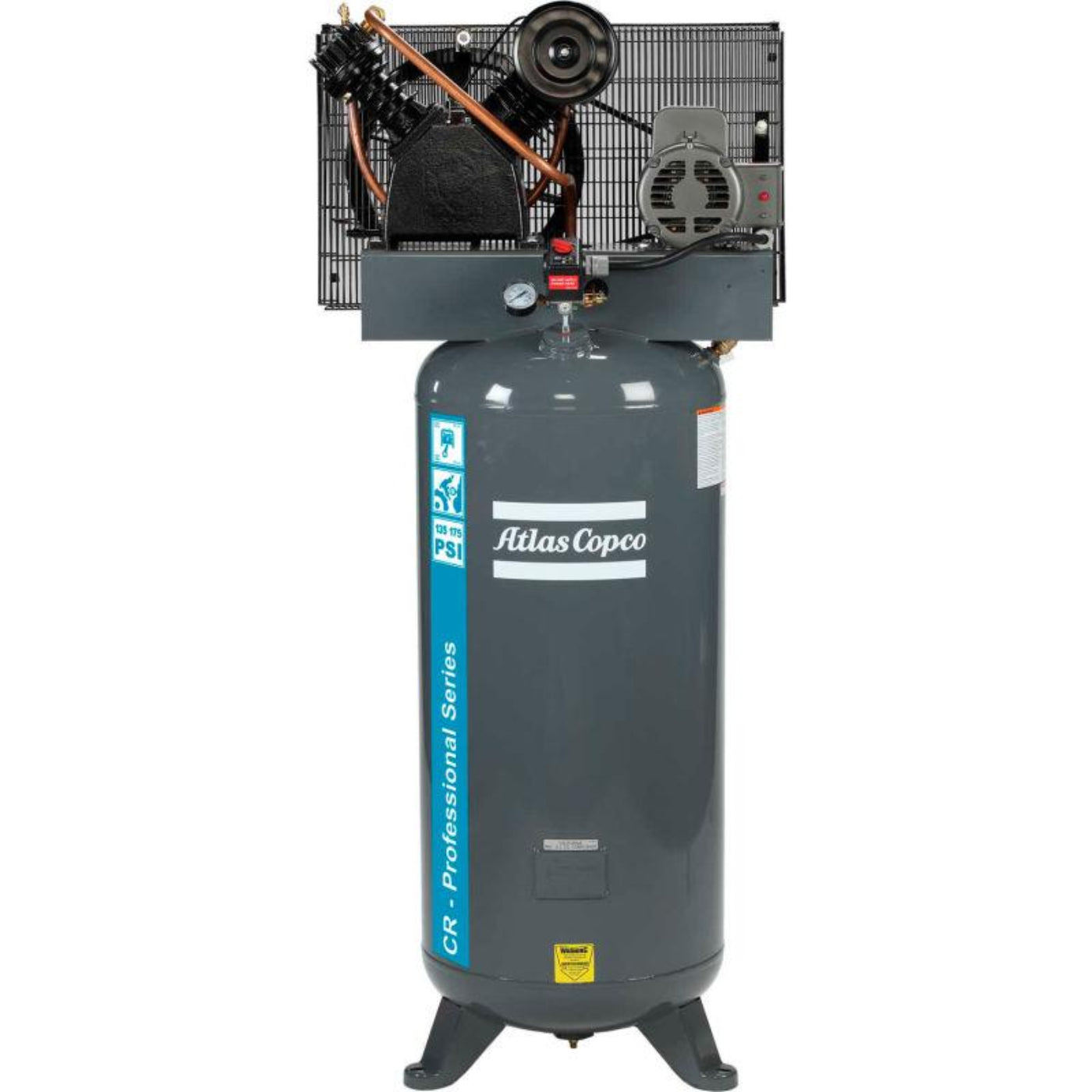 Atlas Copco 10HP, 36 CFM, 120 Gallon CR Professional Series TEFC/NEMA4 Cast Iron Piston Air Compressor 460V 3PH - 2020041847