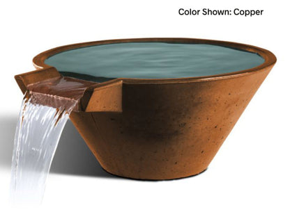 Slick Rock Concrete 22” Cascade Conical Bowl + Copper Spillway - KCC22CSPC